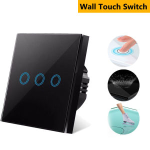 Szaoju EU Touch Switch AC100-240V Led backlight Panel Tempered Crystal Glass wall Light sensory Switches 1/2/3 Gang Interruttore