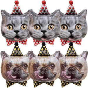 Hasbro | 1/6Pcs Dog Birthday Balloons Cute Animal Cat Puppy Head Foil Balloon With Party Hat Baby Shower Pet Party Decorations