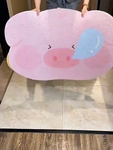 MLADEN Cartoon Silk Ring Floor Mat Non-slip Shower Rug Bath Mat Cuttable PVC Soft Bilik Mandi Pelapik 防滑地垫