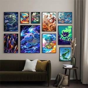 Anime Games Pokemon DIY Sticky Poster Fancy Wall Sticker For Living Room Bar Decoration Wall Decor