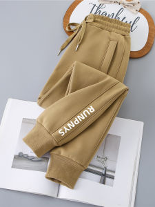 Womens Loose Fit Cotton Fleece Lined Trousers High Waist Casual Pants Autumn Spring Khaki Summer Slimming Winter Cuffed Long Trousers