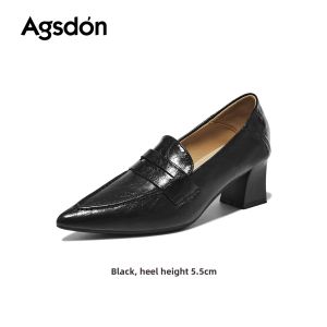 Agsdon | Slip-on Thick Heel Pointed Toe Fall Loafers