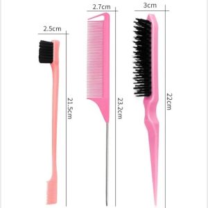 3/10pcs Hair Styling Comb Set Teasing Hair Brush Triple Teasing Comb Rat Tail Combs Edge Brush Hair Tail Tools Braid Tool Loop