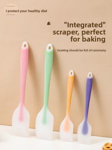 Food Grade Silicone Baking Tool Integrated Scraper Cream Cake Spreader Heat Resistant Small Scoop Kitchen Gadget