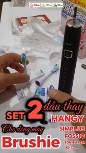 Cho máy Brushie Fossio Sonic AE320 HangY Simplus Set bộ 2 đầu bàn chải điện thay thế lông mềm New Minh House