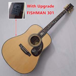 Deluxe Edition Martin D45 Acoustic Guitar Natural Solid Spruce Top With Upgrade Fishman 301 Microphone Acoustic Pickup Flower Abalone Fingerboard Professional Guitar