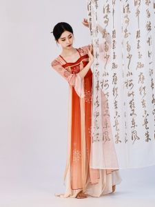 Fu Qi Chinese Classic Dance Performance Costumes Classical Dance Dancing Dress Female Han Tang Qi Chest Ribbon Body Charm Elegant Long Gauze Clothes