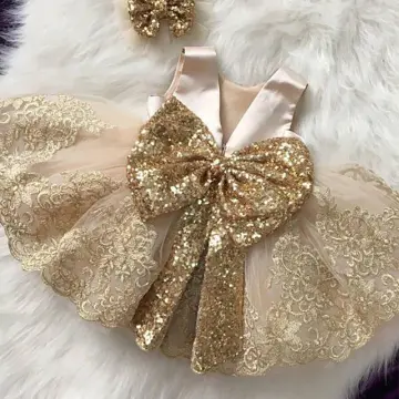 Golden gown for baby girl best sale