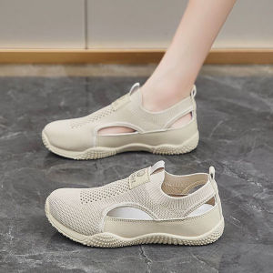 JIFANPAUL | Breathable Mesh Slip On Sandals for Women Soft Sole Comfortable Summer Outdoor Shoes Lightweight Non Slip Flat Shoes for Walking Travel