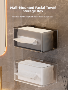 SHANGPINSHANGGE | Wall-mounted No-drilling Storage Box for Bathroom Acrylic Luxury Tissue Box