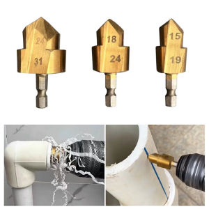 Amoki【Ready in Stock】 PPR Lifting Drill Water Pipe Connection Tool 20/25/32mm Hexagon Shank Titanium Coated Stepped Drill