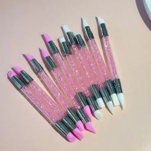 5Pcs Double Head Silicone Nail Art Dotting Pen Drill Rhinestone Gem Picker Wax Pencil Manicure Sculpte/Draw Flower Brush Tools &