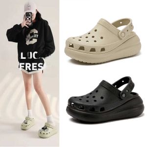 Womens Faux Fur Clog Shoes Thick Bottom Anti-Slip Beach Sandals Summer Trendy Slip-On EVA Flat Heel Solid Color Casual Shoes