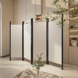 Minimalist Modern Foldable Screen Solid Wood Cotton Linen Partition Living Room Office Hotel Movable Accordion Partition Decorative Cover