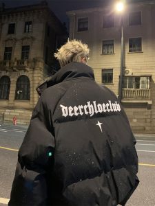 American Style Thickened Winter Jacket Mens down Cotton Coat Starry Sky Bread Style Couples Warmth Standard Fit Polyester Fiber