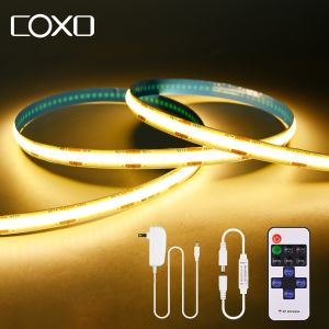 Bộ Đèn LED Dải COB Đầy Đủ 1600 Đèn LED 16.4ft Mật Độ Cao Băng Dính Linh Hoạt Điều Khiển Từ Xa RF Có Thể Điều Chỉnh Độ Sáng DC12V Đèn Trang Trí Trong Nhà