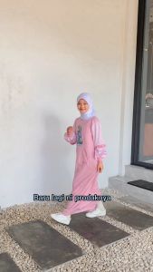 ZHA09 Gamis Anak Perempuan Shibakids /Zhafira series /Green Sage / Baju Muslim Anak Perempuan
