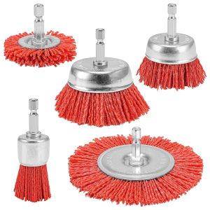 SI FANG | SI FANG Nylon Cup Brush Abrasive Wire Wheel 1/4 Shank for Drill Rotary Tool Wood Polishing Deburring Cleaning Furniture