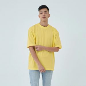 Kaos Polos Pria Oversized Lengan Pendek Bahan Katun Combed 24s Warna Pale Yellow