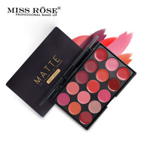 Miss Rose 15 Colors Matte Lipstick Palette Lips Red Cream Lipstick Plate