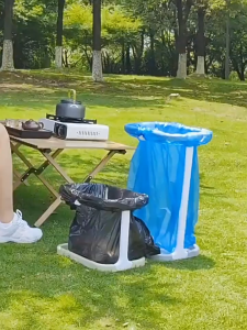 MYM HOME  แร็คขยะพับกลางแจ้งแร็ครองรับพกพาแคมป์ ห้องครัวบ้านปิคนิคบาร์บีคิวถุงพลาสติก