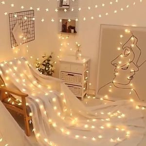 LED Star Fairy Lights Outdoor Chain Lights Garland Bulb String Lights Party Home Wedding Terrace Garden Christmas Decoration