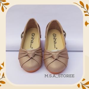 MSA Sepatu Pesta Anak Perempuan 22-25 Balet Pita Cagak Hitam