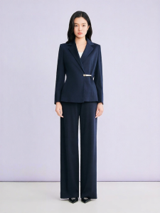 Spring Casual Pants with Draping and Flared Leg