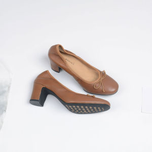 French Bow Round Toe High Heels Soft Sole