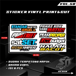 Paket Sticker Racing Vinyl Print & Cut Stiker Motor Sticker VIRAL 50-54