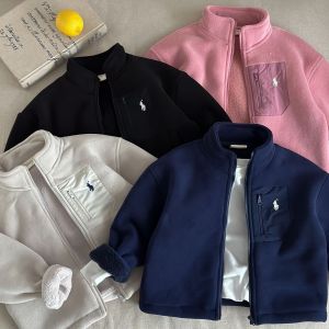 Hai Mặt Lông Cừu Áo Khoác Quần Áo Trẻ Em Màu Tinh Khiết Co Giãn Em Bé Áo Khoác Bé Trai Bé Gái Mùa Thu Mùa Đông Áo Khoác Ngoài Trẻ Em Thương Hiệu Thời Trang