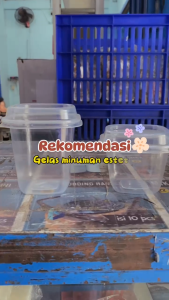 cup thinwall square cup gelas kotak Cup Dessert 8 12 16 oz gelas square+ tutup isi 25 pcs