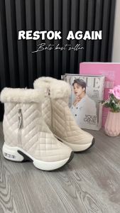 PINKEY P226 Boots Winter Snow Wanita Cewek Sepatu Bulu Musim Dingin Salju Waterproof Hitam