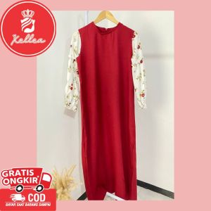 Gamis Wanita Pakaian Dress Fashion Muslim Casual Dress Bahan Moscrepe Gamis Amora Premium Trend Fashion Muslim Wanita Kekinian - XELLEA