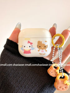 Angel HelloKitty Cat Wireless Bluetooth Earphone Protective Case Womens Style Hard Shell Acrylic Case for Apple Airpods pro 3 Airpods 4