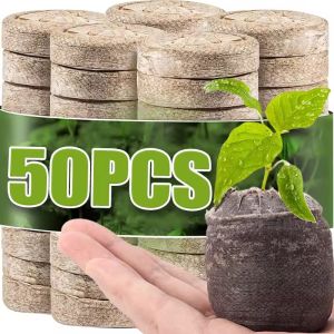 10/30/50Pcs Round Plant Seedling Blocks Rockwool Grow Tray Cubes Hydroponic Soilless Cultivation Efficient Drainage Planting Blocks Home Greenhouse Garden Supplies