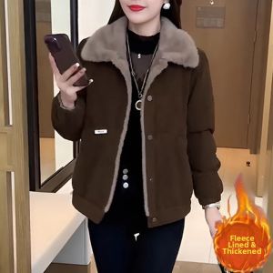 Fancy Design Small Crowd Short Coat for Petite Women Autumn Thick and Fluffy