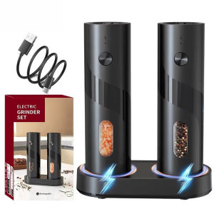110ml Rechargeable Electric Salt and Pepper Grinder Shakers USB Automatic Djustable Coarseness Spice Mills for Kitchen Gadgets