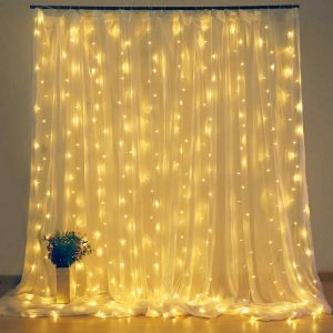 LED Icicle Curtain String Fairy Lights Garland For Birthday New Year Christmas Wedding Home Room Patio Party Decoration Lamps