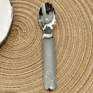 Wide Handle Baby Spoon Short Handle Children Spoon Cartoon Fork Soup Spoon Feeding Rice Spoon Chicken Shaped Stainless Steel 304