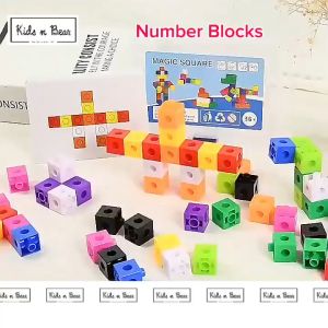 KNB Number Blocks / Math Link Cubes Balok Matematika / Mainan Belajar Berhitung Kotak Warna Warni / Magic Square Linking Cubes