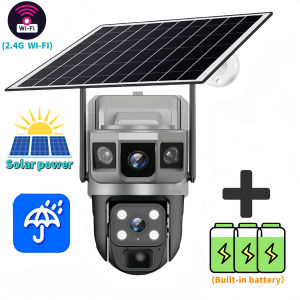 V380 Pro 12MP Solar 4G/WIFI IP Camera CCTV Two Lens Three Screen Auto Tracking Outdoor 6K Security Surveillance PTZ Camera