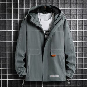 ROMON | Lormen Mens Jacket Spring Autumn New Style Short Windproof Casual Outdoor Workwear Hooded Sportswear Fleece Lined Coat