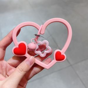 Korean Silicone Heart Loop Cell Phone Hand Wrist Strap With Key Chain Holder Universal Mobile Phone Straps For iPhone Samsung