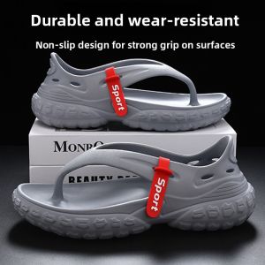 Wear-Resistant Mens Summer Thong Slippers Thick Bottom Anti-Slip Beach Outdoor Driving Sandals Easy to Wear Casual Slip-On Shoes
