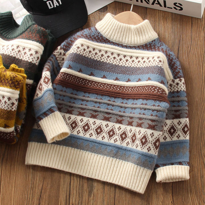 Boys' Mock Neck Sweater 2023 Autumn and Winter New Children's Winter