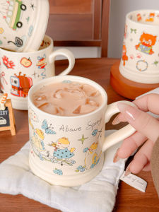 Cute Cat Ceramic Mugs Valentines Day Gift for Girls Coffee Cup Friend Present Single Ear Handle 400ml Capacity No Lid