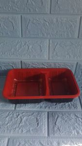 6 Pcs/Set 2 Division Red Bento Box [Microwavable Food Container with Lid]