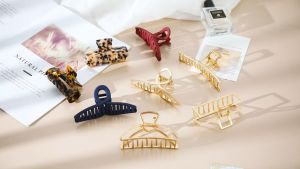 Large Gold Hair Claw Clips for Women Thick Hair Non-Slip Hair Catch Barrette Jaw Clamp French Design Metal Cross Banana Hair Clips for Women and Girls