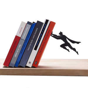 Creative Superhero Metal Bookends Desk Organizer Bookend Stand Book Separator Storage Display Piece Business Supplies